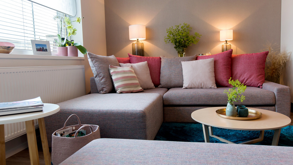 obývací pokoj, pastelové barvy, polstrin, ton