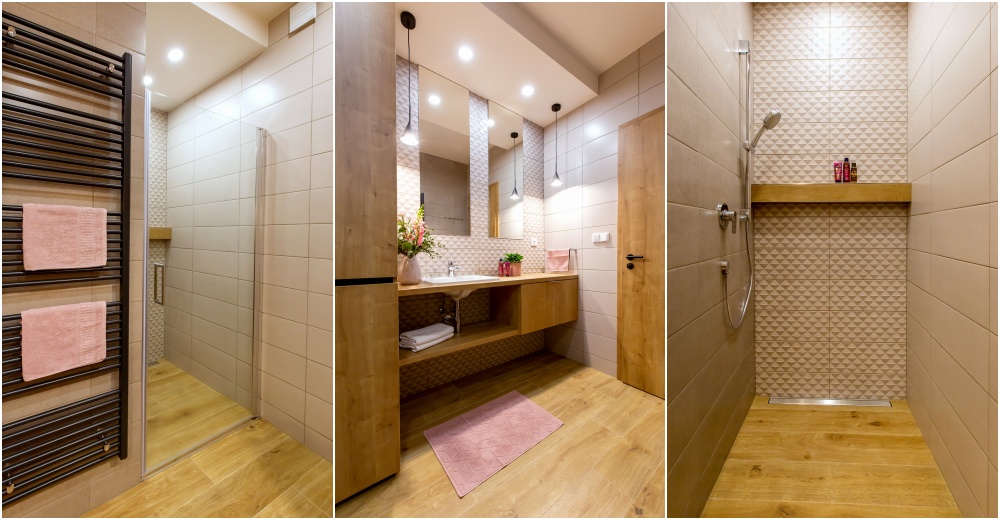 koupelna, sprchový kout, dřevo